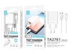 Charger With Usb-Type C Cable 2.4A 1M 2Usb White