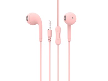 Macaron 3.5Mm Wire Control Headphones 1.2M Rosa