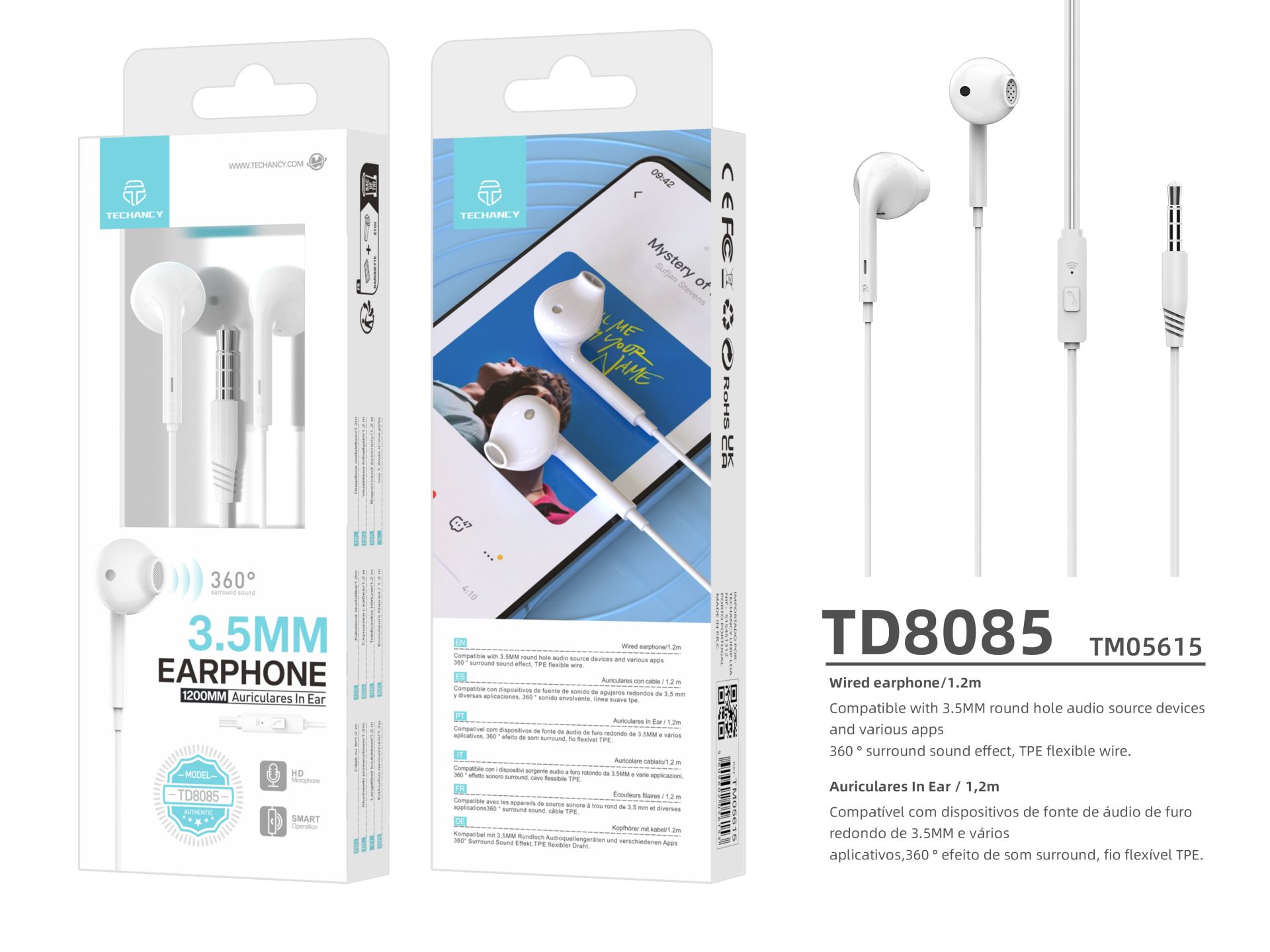 Cuffie In-Ear con cavo e microfono, auricolare con jack, caschi di musica con bassi potenti, per Iph