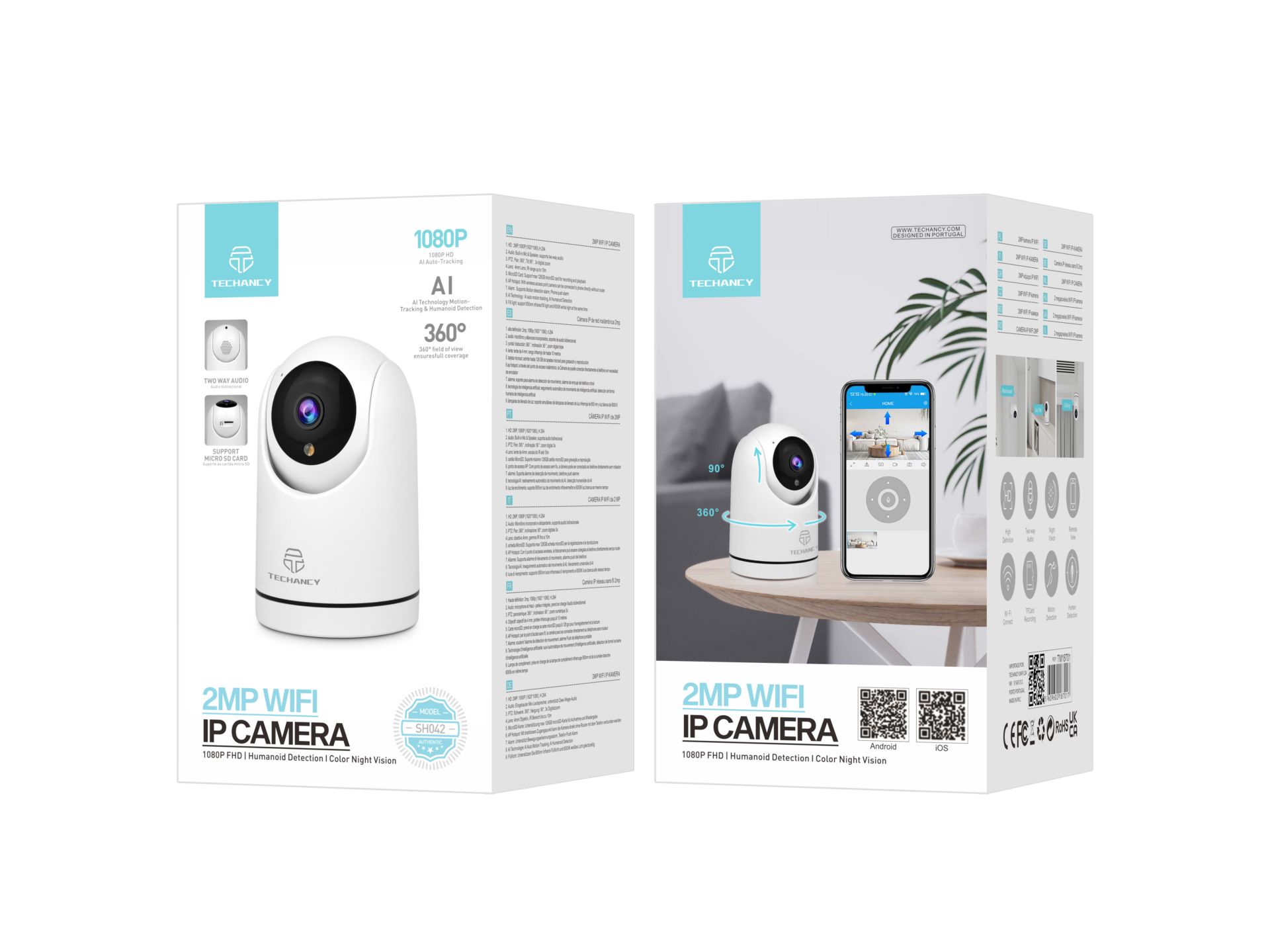 Camara De Vigilancia Wi-Fi Interior De 360º, Camara De Vigilancia Bebe 1080P, Visao Noturna, Audio B Camara De Vigilancia Wi-Fi Interior De 360º, Camara De Vigilancia Bebe 1080P, Visao Noturna, Audio B
