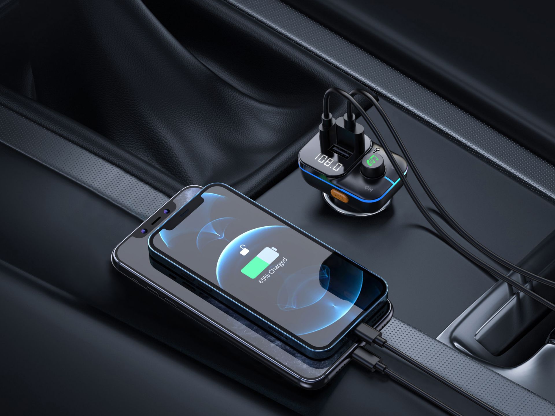 Transmissor Fm Bluetooth 5.0, Maos Livres Leitor Musica Carro, Deep Bass Som Hi-Fi, Adaptador De Rad Transmissor Fm Bluetooth 5.0, Maos Livres Leitor Musica Carro, Deep Bass Som Hi-Fi, Adaptador De Rad