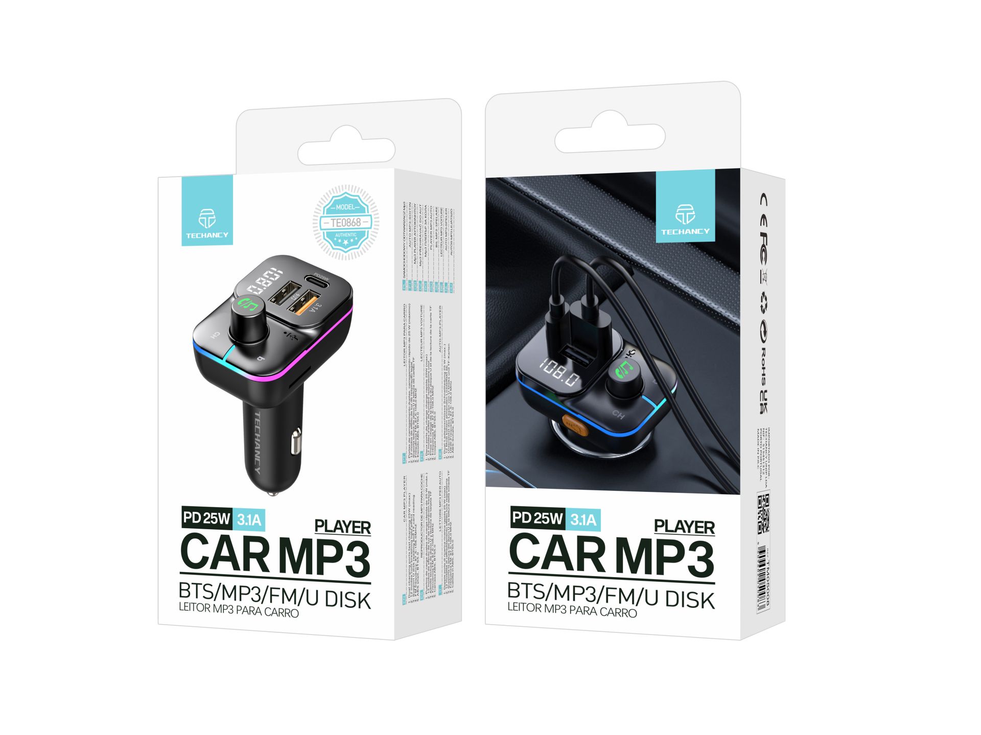 Transmissor Fm Bluetooth 5.0, Maos Livres Leitor Musica Carro, Deep Bass Som Hi-Fi, Adaptador De Rad Transmissor Fm Bluetooth 5.0, Maos Livres Leitor Musica Carro, Deep Bass Som Hi-Fi, Adaptador De Rad