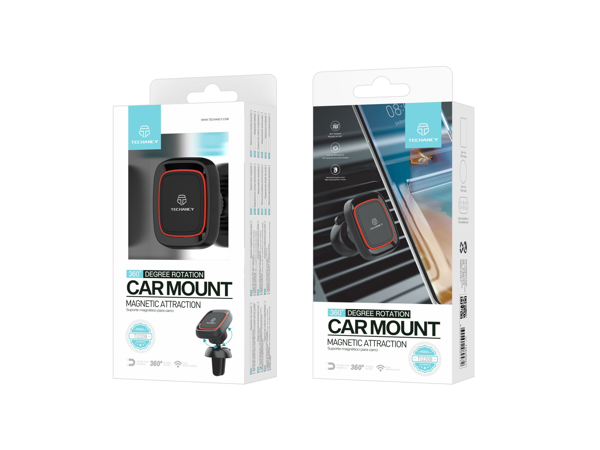 Supporto per auto mobile, supporto per griglia d'aria, rotazione di 360, supporto magnetico per tele Supporto per auto mobile, supporto per griglia d'aria, rotazione di 360, supporto magnetico per tele