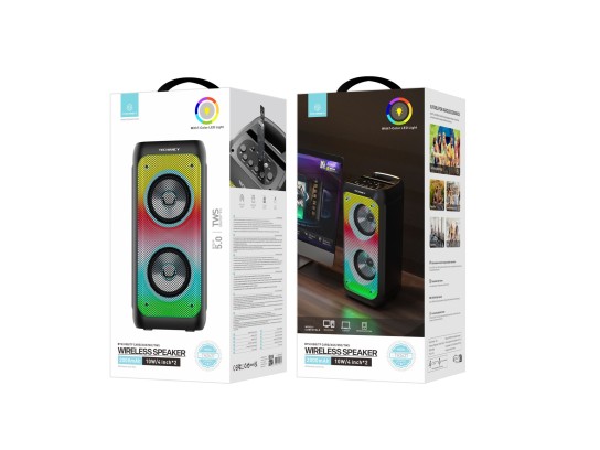 Bluetooth 5.0 Stereo Speakers, Portable Wireless Speaker, Colourful Lights, 2000 Mah Battery, Outdoo Bluetooth 5.0 Stereo Speakers, Portable Wireless Speaker, Colourful Lights, 2000 Mah Battery, Outdoo