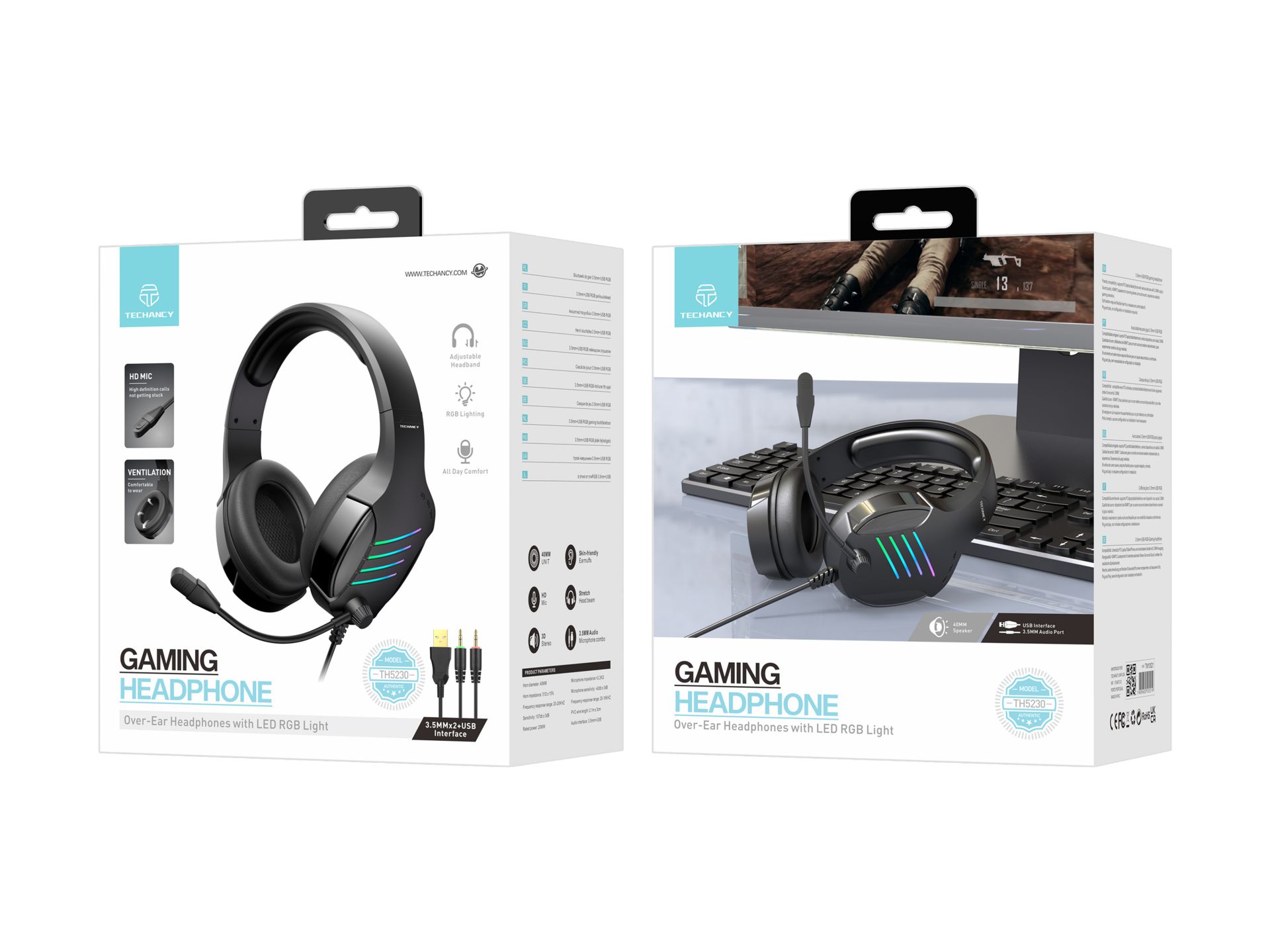 Stereo Gaming Headset With Pc-Compatible Rgb Lighting, 3.5Mm Input, Black Colour Stereo Gaming Headset With Pc-Compatible Rgb Lighting, 3.5Mm Input, Black Colour