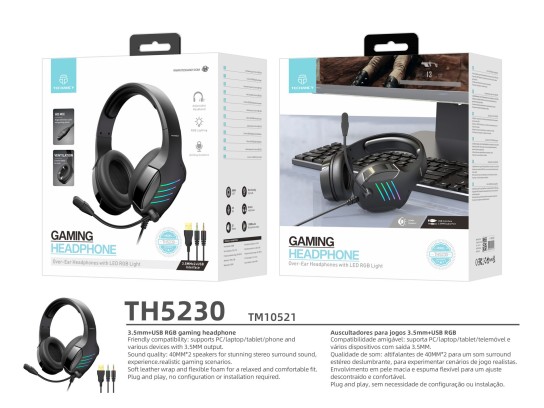 Stereo Gaming Headset With Pc-Compatible Rgb Lighting, 3.5Mm Input, Black Colour Stereo Gaming Headset With Pc-Compatible Rgb Lighting, 3.5Mm Input, Black Colour