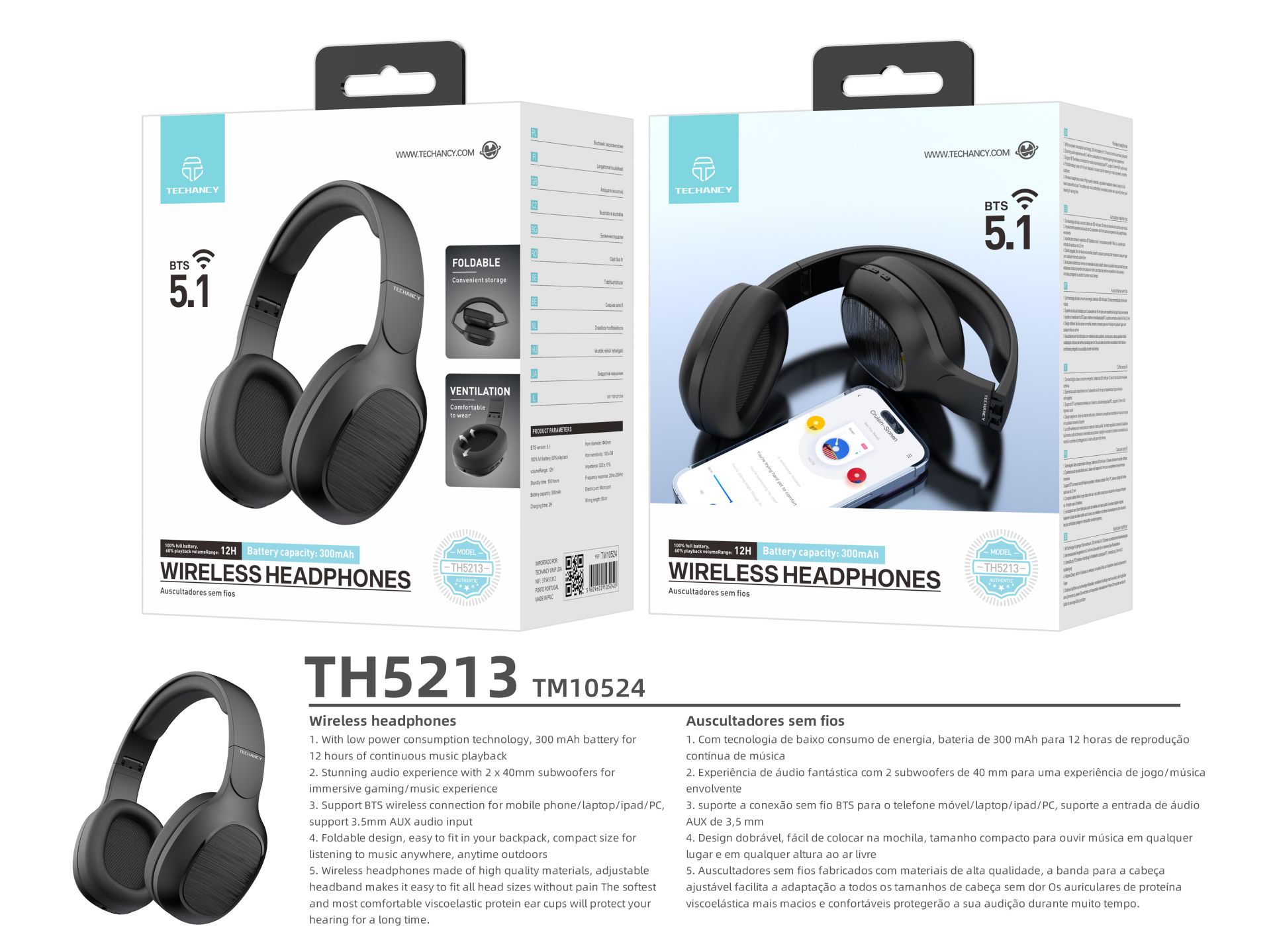 Y527 On-Ear Wireless Headphones With Bluetooth Technology, Lightweight, Comfortable Black