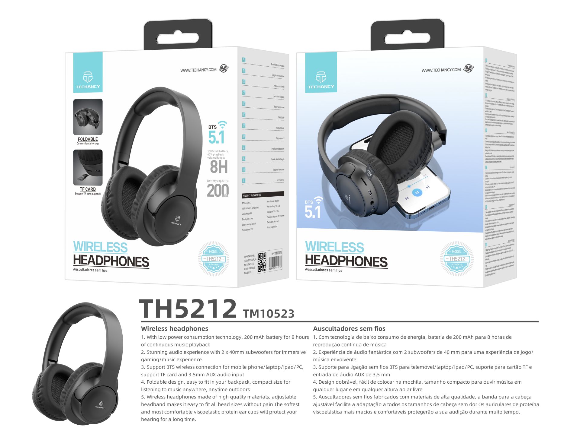 Y523 Cuffie On-Ear Wireless con tecnologia Bluetooth, leggere, confortevoli Nero Y523 Cuffie On-Ear Wireless con tecnologia Bluetooth, leggere, confortevoli Nero