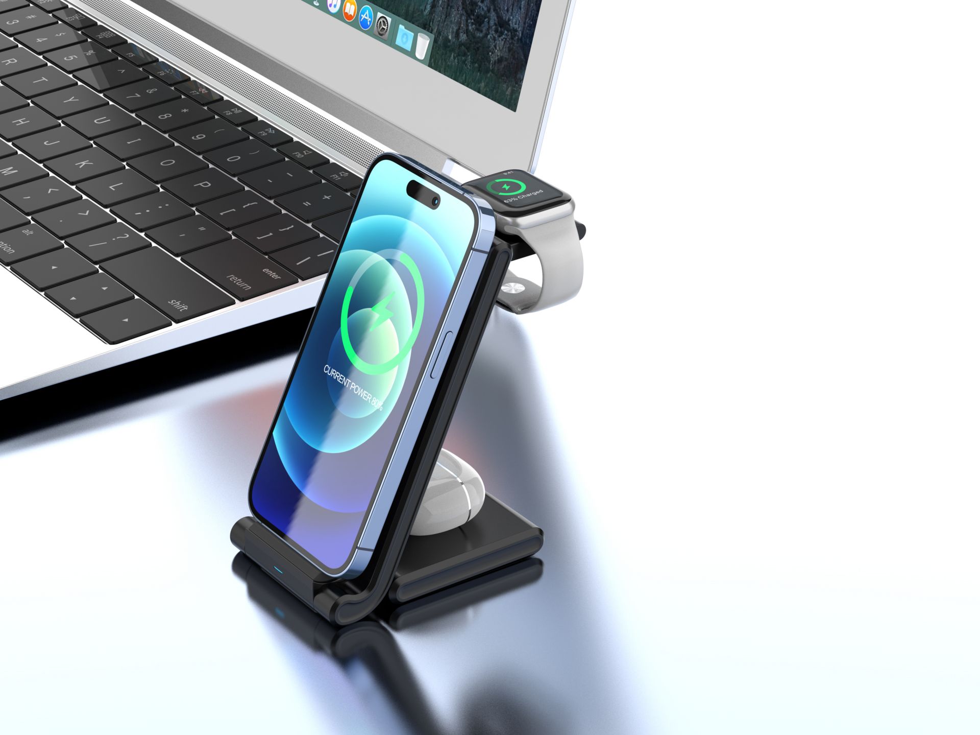 3In1 Wireless Charger, 3 In 1 Foldable Iphone And Apple Watch Charging Base, Qi Wireless Charger For 3In1 Wireless Charger, 3 In 1 Foldable Iphone And Apple Watch Charging Base, Qi Wireless Charger For