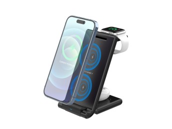 3In1 Wireless Charger, 3 In 1 Foldable Iphone And Apple Watch Charging Base, Qi Wireless Charger For