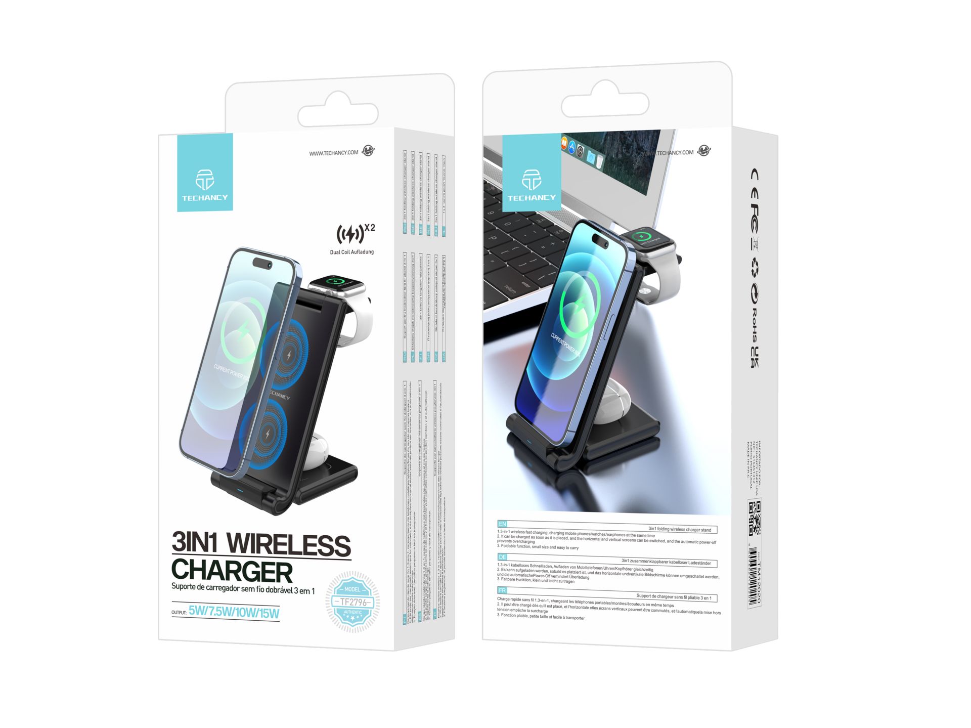3In1 Wireless Charger, 3 In 1 Foldable Iphone And Apple Watch Charging Base, Qi Wireless Charger For 3In1 Wireless Charger, 3 In 1 Foldable Iphone And Apple Watch Charging Base, Qi Wireless Charger For