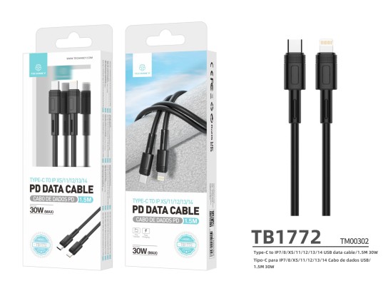 J27 Pd Flash Ladekabel Typ-C zu Lightning Kabel Schwarz 30W