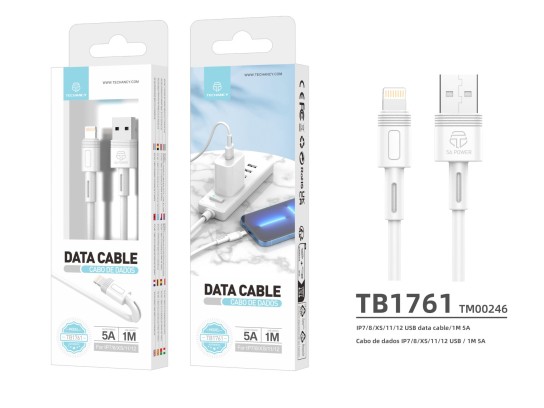 Jt Macaron Cable de Datos 5A Lightning 1M Blanco Jt Macaron Cable de Datos 5A Lightning 1M Blanco