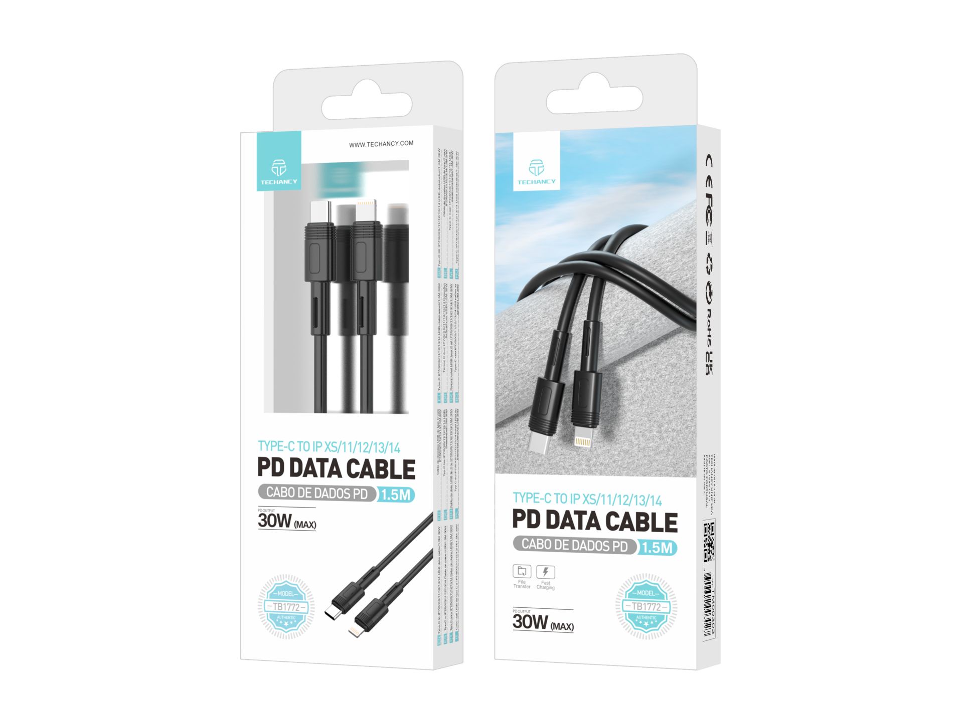 J27 Pd Flash Ladekabel Typ-C zu Lightning Kabel Schwarz 30W