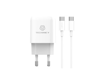 Chargeur mural 20W Pd+Qc3.0 Typec-Typec Pd Cable Blanc