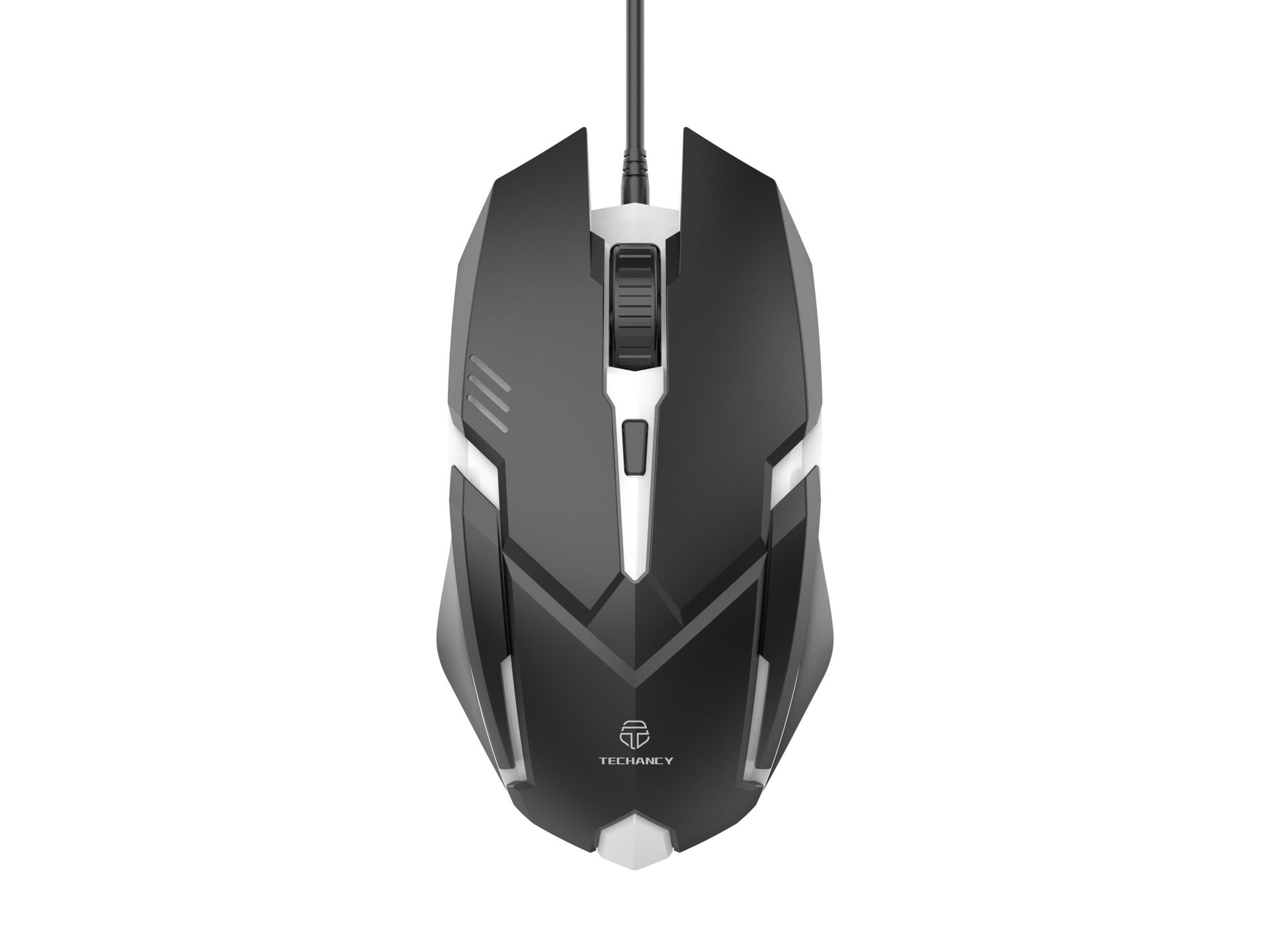Techancy Rato Otico Com Cabo Usb, Dpi Ajustavel Ate 2400, 7 Botoes, Luz Led, Preto/Vermelho