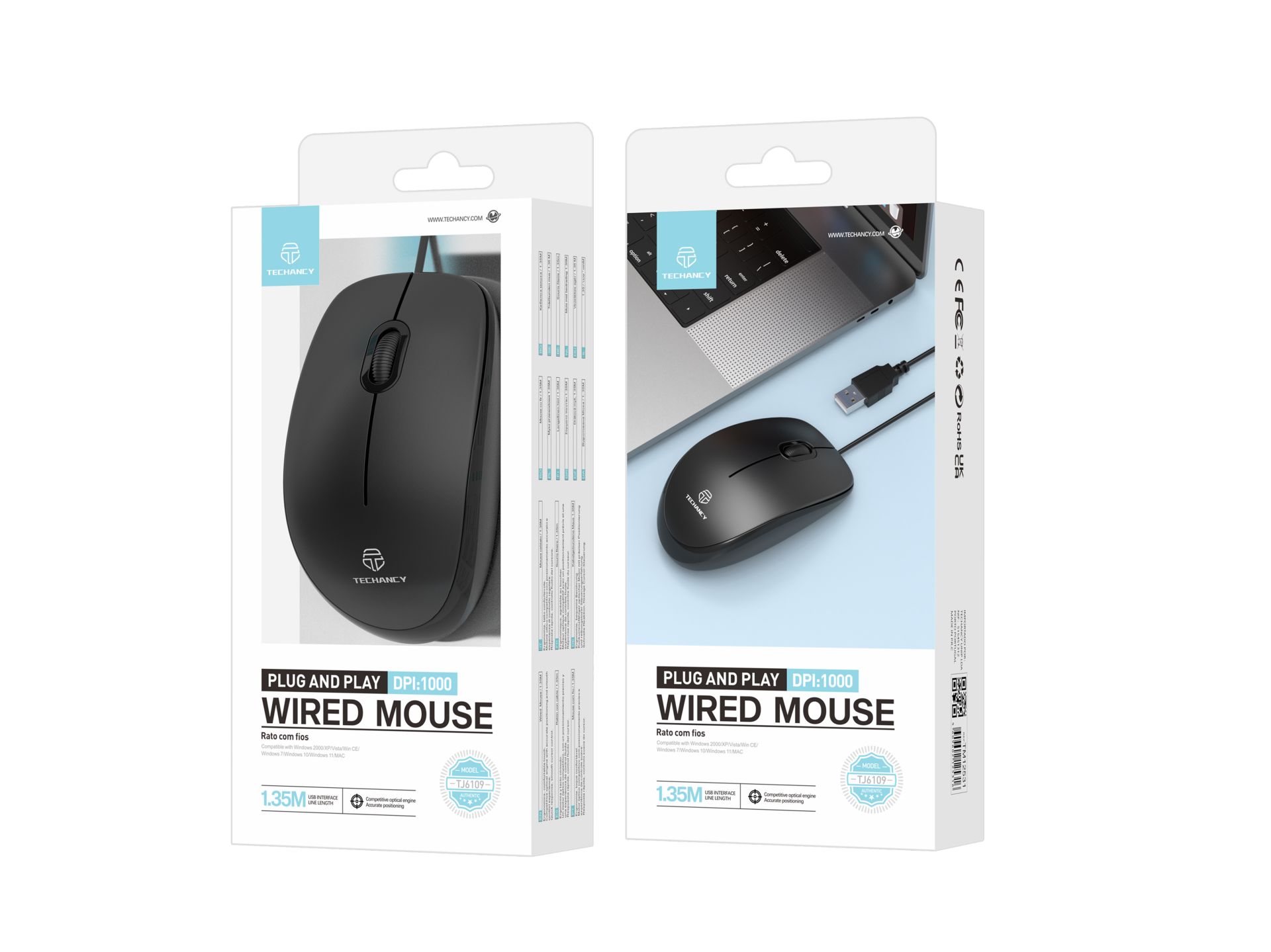 Techancy M17 Mouse With Usb Cable, 1000 Dpi Optical Tracking, Ambidextrous, Pc, Mac, Laptop, Black Techancy M17 Mouse With Usb Cable, 1000 Dpi Optical Tracking, Ambidextrous, Pc, Mac, Laptop, Black
