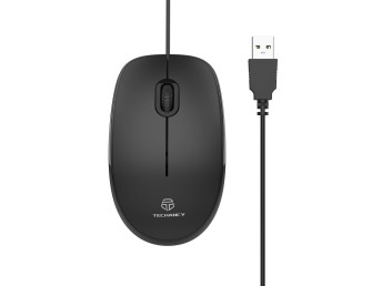Mouse Techancy M17 con cavo Usb, tracciamento ottico 1000 Dpi, ambidestro, Pc, Mac, Laptop, Nero