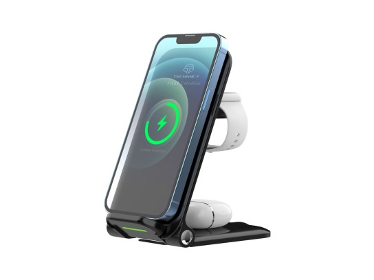 Carregador 3In1 Sem Fio, Base De Carregamento Iphone E Apple Watch Dobravel 3 Em 1, Qi Wireless Char