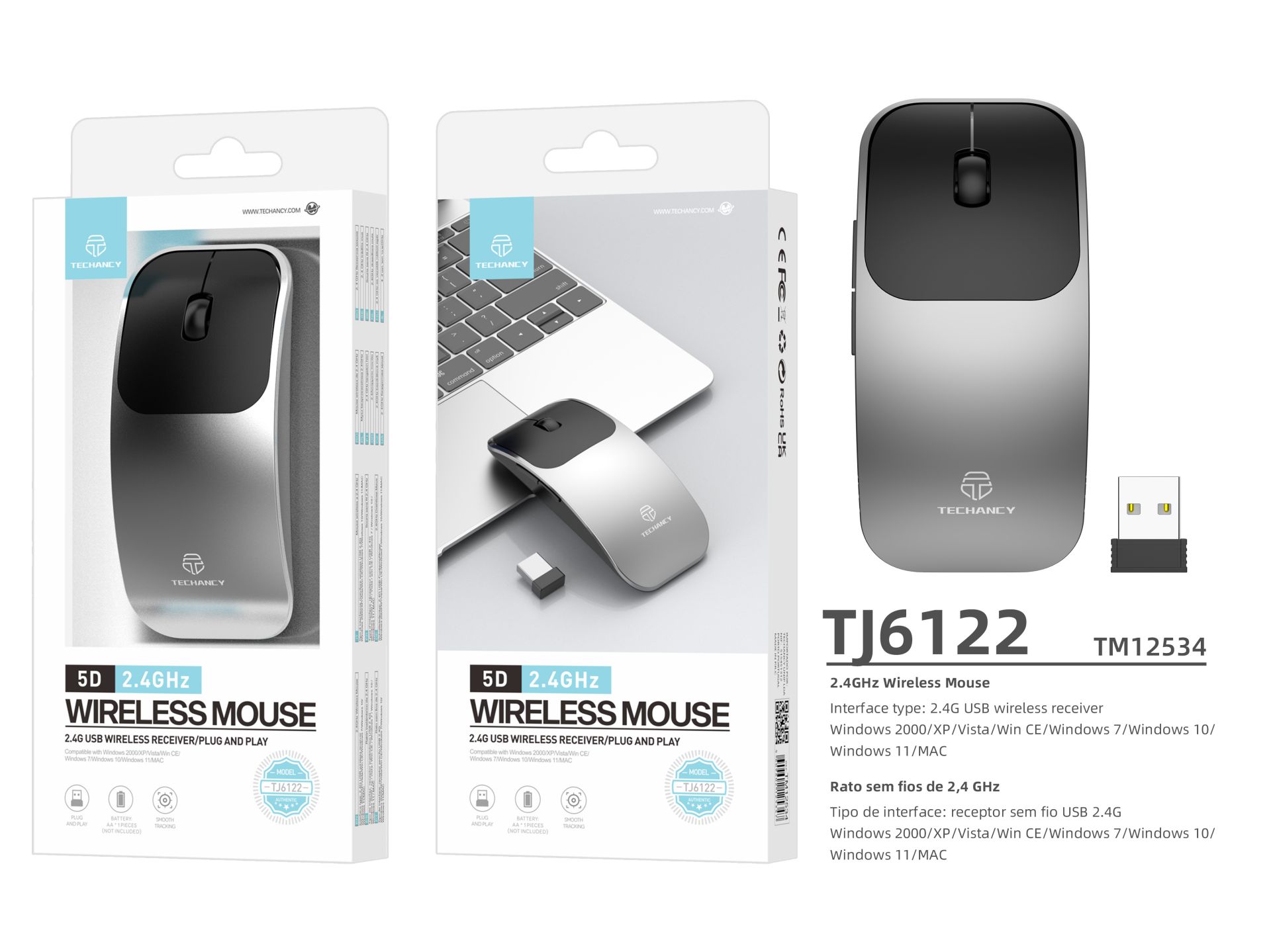 Mouse senza fili Techancy, mouse ergonomico Usb senza fili 2.4G, mouse senza fili per computer, Pc, Mouse senza fili Techancy, mouse ergonomico Usb senza fili 2.4G, mouse senza fili per computer, Pc,