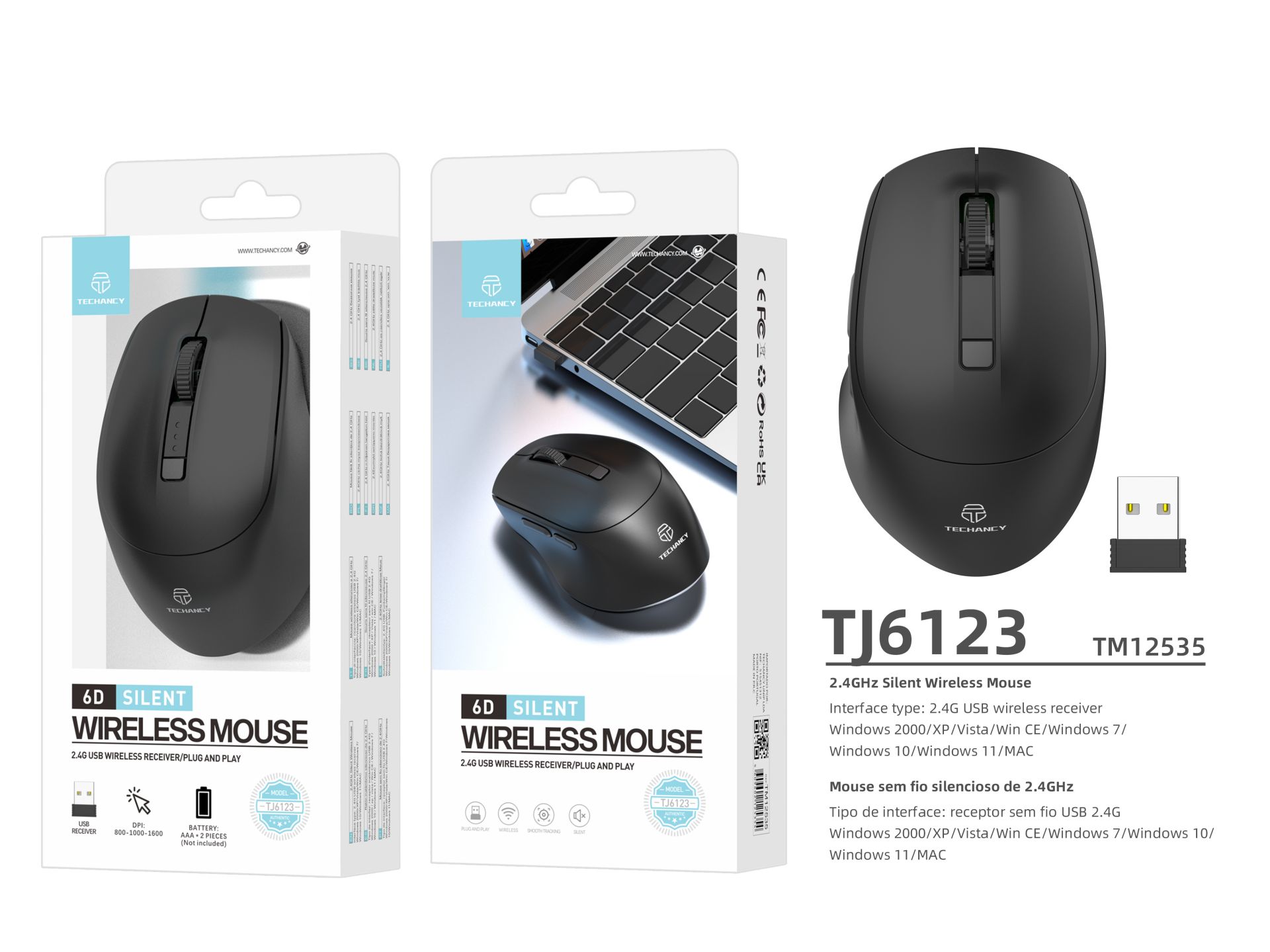 Techancy Wireless Mouse, 2.4G Wireless Usb Ergonomic Mouse, Wireless Mouse For Computer, Pc, Mac, La Techancy Wireless Mouse, 2.4G Wireless Usb Ergonomic Mouse, Wireless Mouse For Computer, Pc, Mac, La