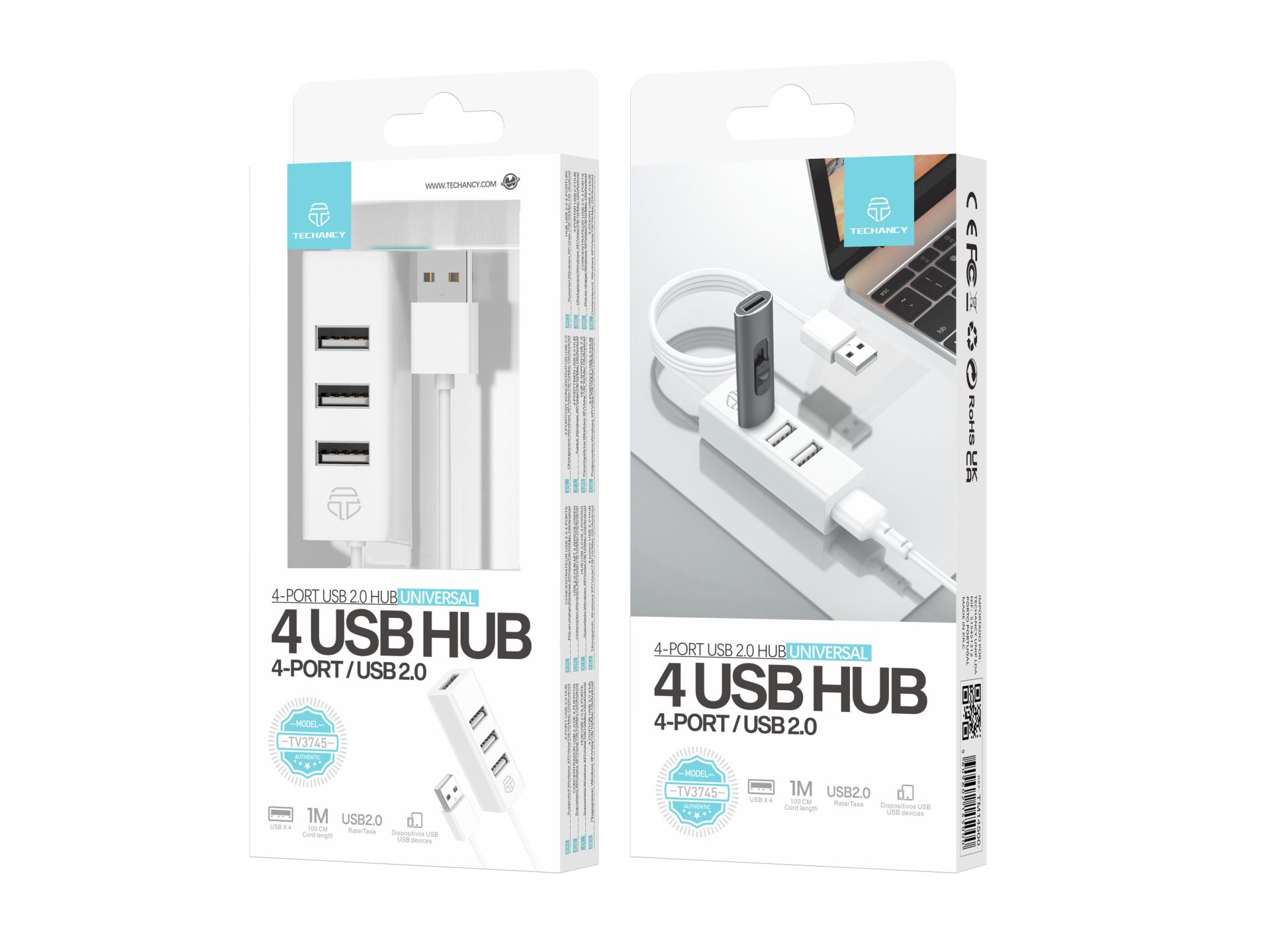 Hub Usb 2.0 a 4 porte Bianco Hub Usb 2.0 a 4 porte Bianco