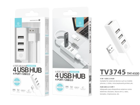 Hub Usb 2.0 a 4 porte Bianco Hub Usb 2.0 a 4 porte Bianco