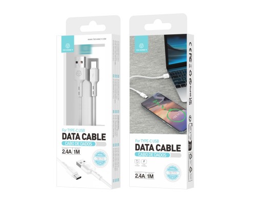 Cable de datos de alta calidad Type-C blanco 1M 2,4A Cable de datos de alta calidad Type-C blanco 1M 2,4A