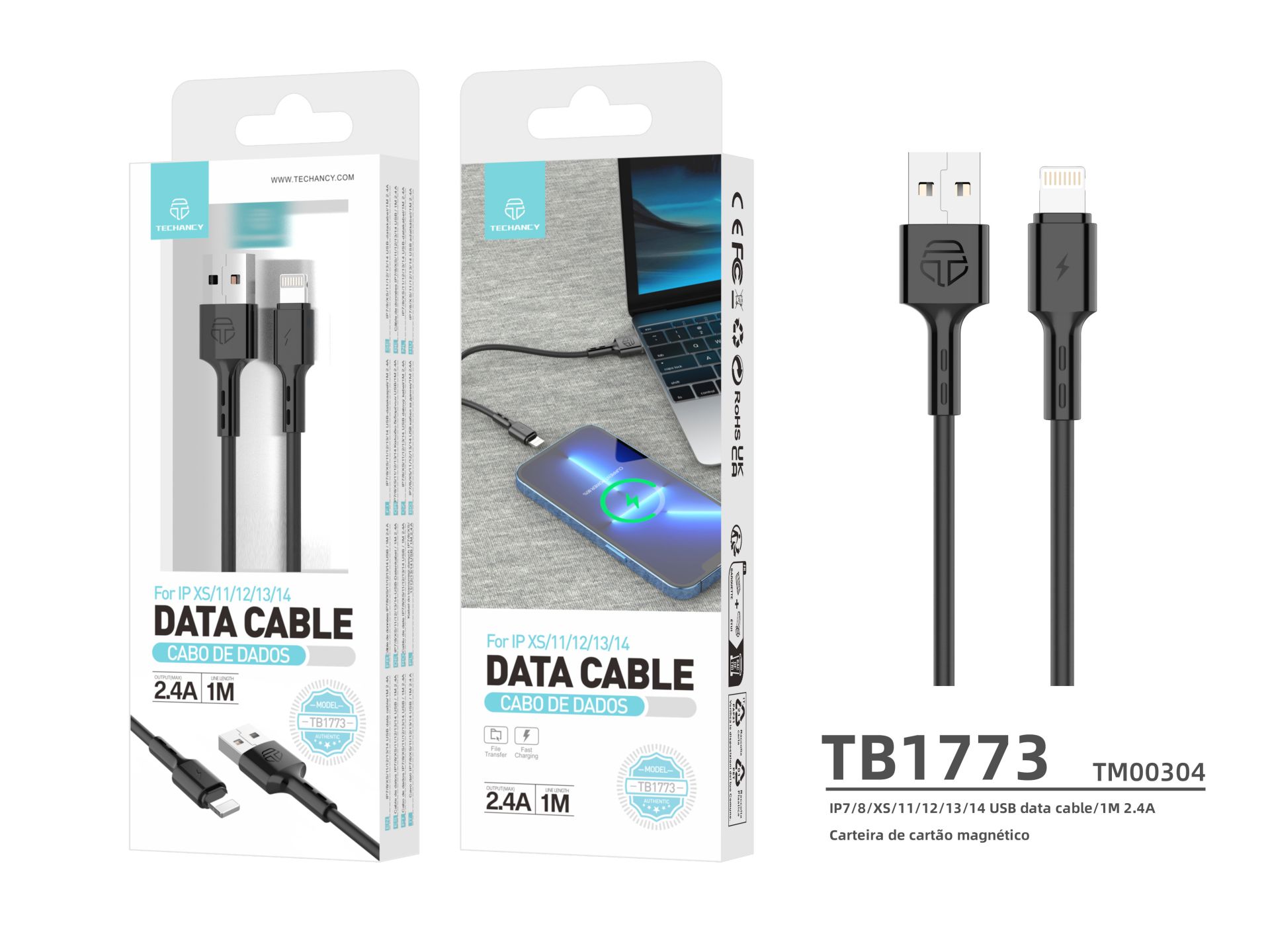 High Quality Data Cable Lightning Black 1M 2.4A High Quality Data Cable Lightning Black 1M 2.4A