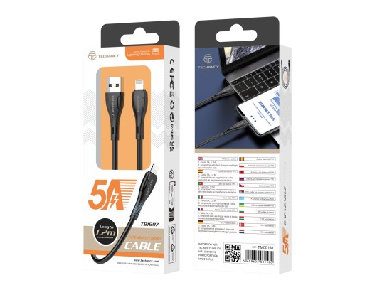 Cable USB Para Ip7/8/Xs/11/12 Negro 1.2M 5A Cable USB Para Ip7/8/Xs/11/12 Negro 1.2M 5A
