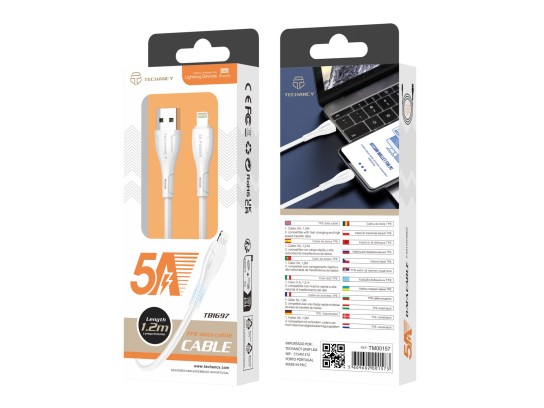 Cable Usb Pour Ip7/8/Xs/11/12 Blanc 1.2M 5A Cable Usb Pour Ip7/8/Xs/11/12 Blanc 1.2M 5A
