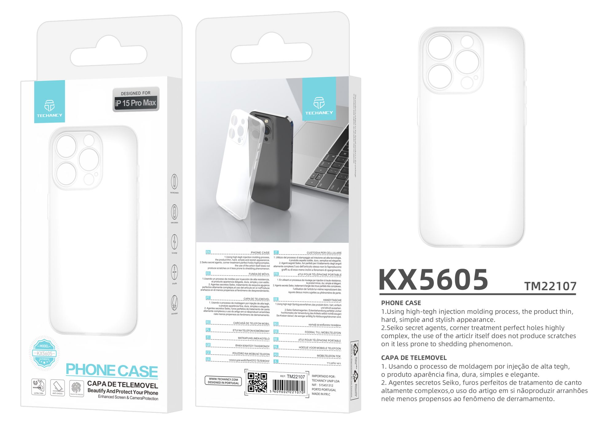 Iphone 15 Pro Max Custodia Cellulare Pp Slim Bianco Iphone 15 Pro Max Custodia Cellulare Pp Slim Bianco