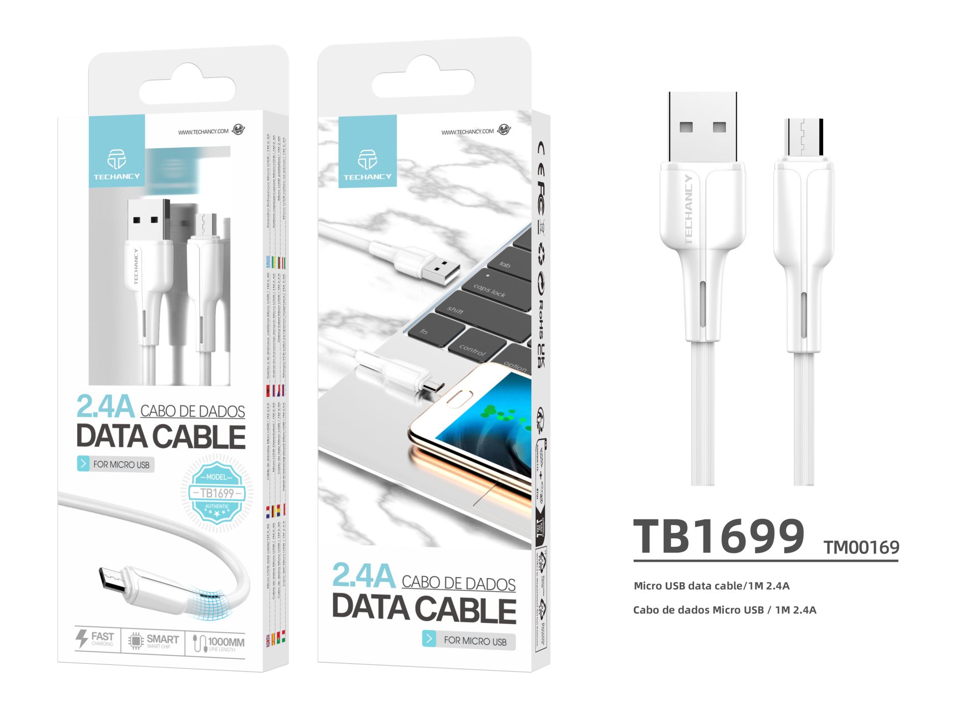 Pvc Data Cable 1M Micro Usb White 2.4A Pvc Data Cable 1M Micro Usb White 2.4A