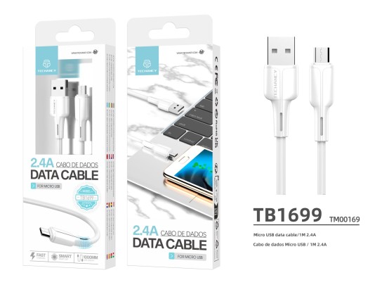 Pvc Data Cable 1M Micro Usb White 2.4A Pvc Data Cable 1M Micro Usb White 2.4A