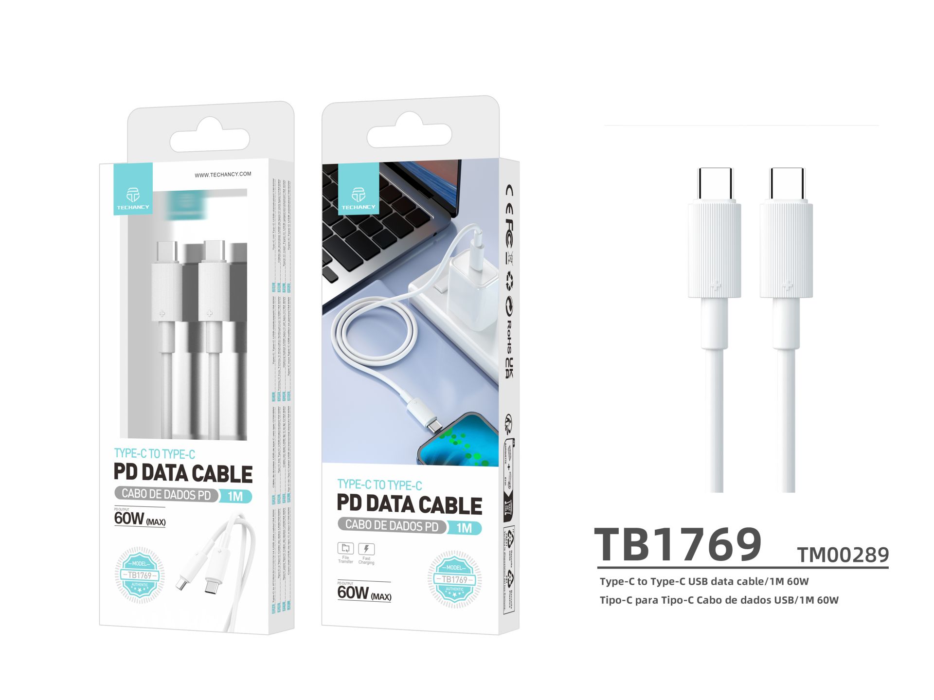 Typ-C zu Typ-C Usb Kabel 1M Weiß 60W Typ-C zu Typ-C Usb Kabel 1M Weiß 60W