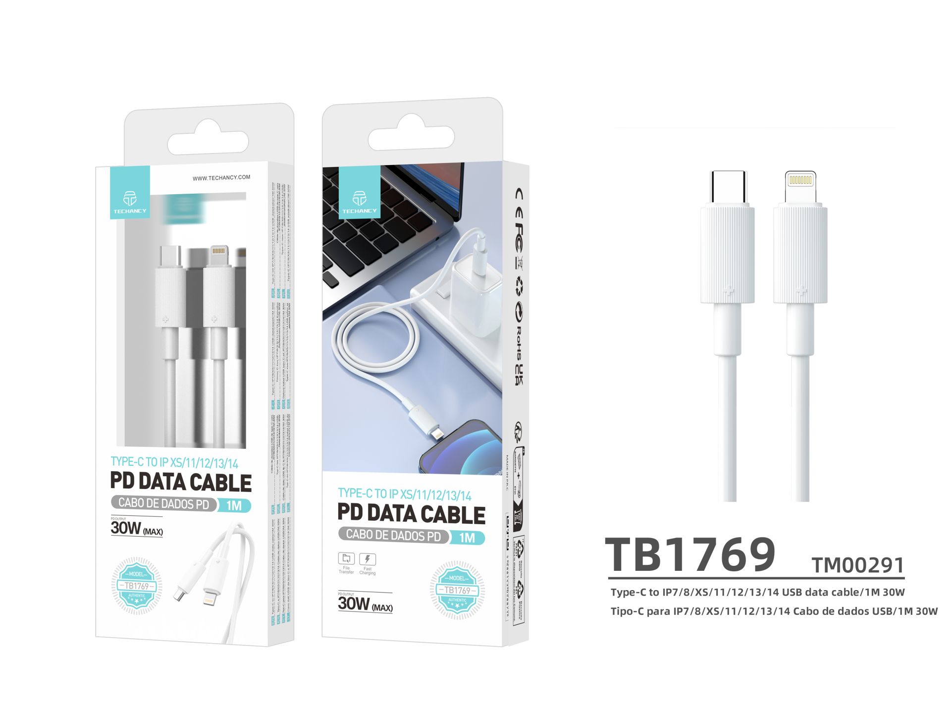 Usb Kabel Typ-C auf Lightning 1M Weiß 30W Usb Kabel Typ-C auf Lightning 1M Weiß 30W