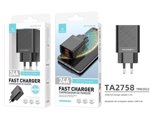 Cordless Charger 2.4A 2Usb Black Cordless Charger 2.4A 2Usb Black
