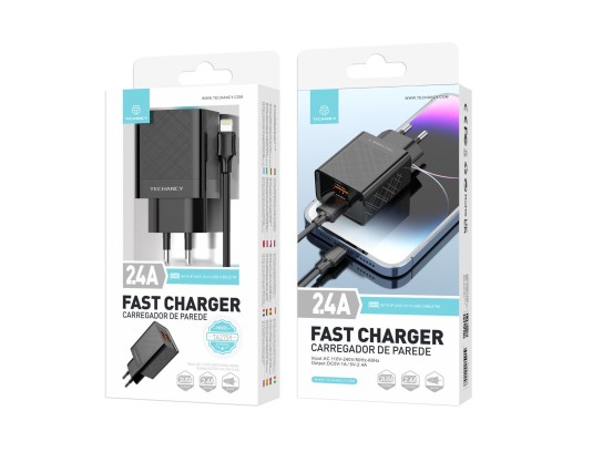 Charger With Cable For Ip 2.4A 1M 2Usb Black Charger With Cable For Ip 2.4A 1M 2Usb Black