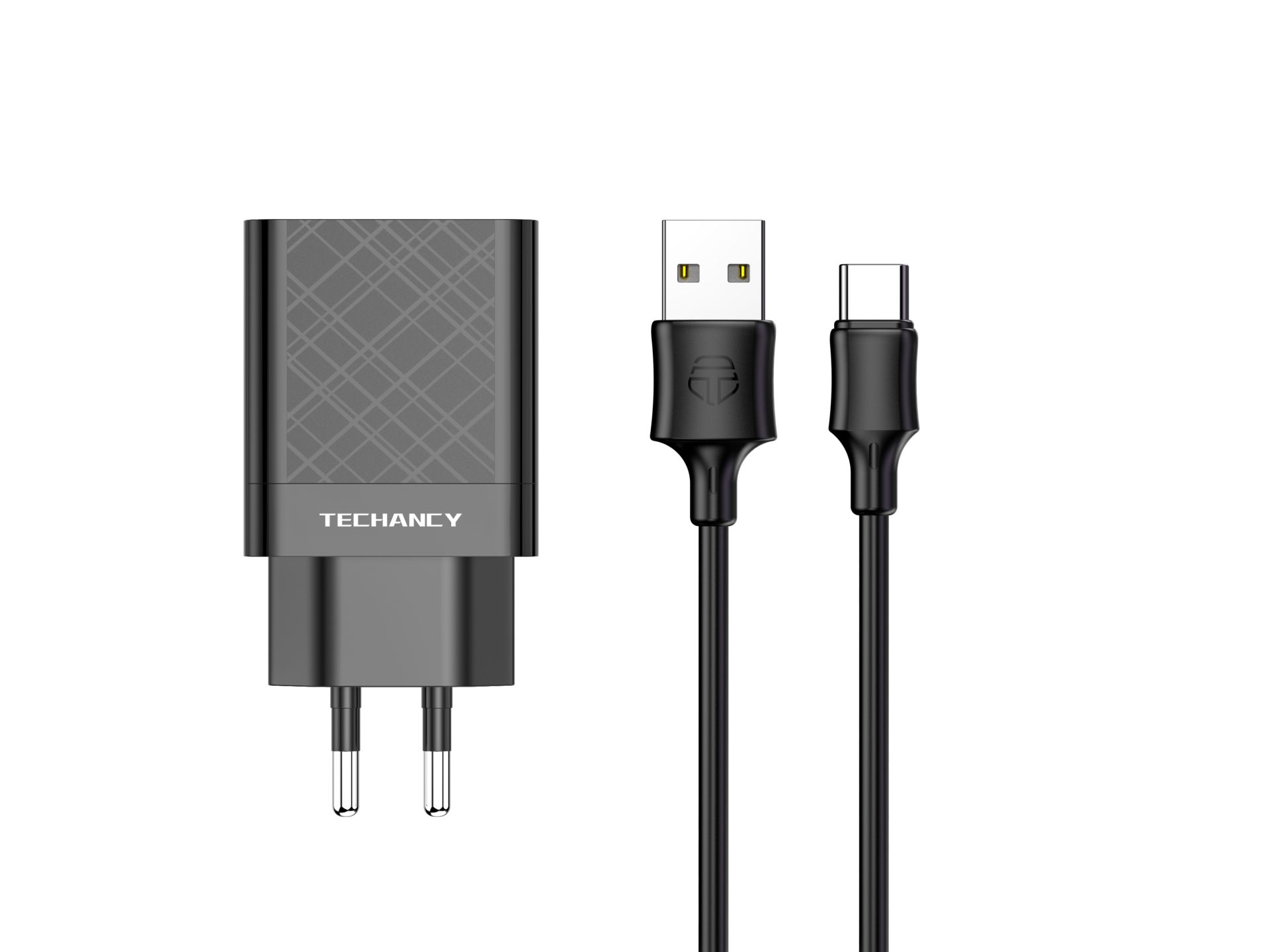 Ladegerät mit Usb-Typ C Kabel 2.4A 1M 2Usb Schwarz Ladegerät mit Usb-Typ C Kabel 2.4A 1M 2Usb Schwarz
