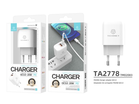 Cargador De Pared 20W Pd+ Qc3.0 Blanco Cargador De Pared 20W Pd+ Qc3.0 Blanco