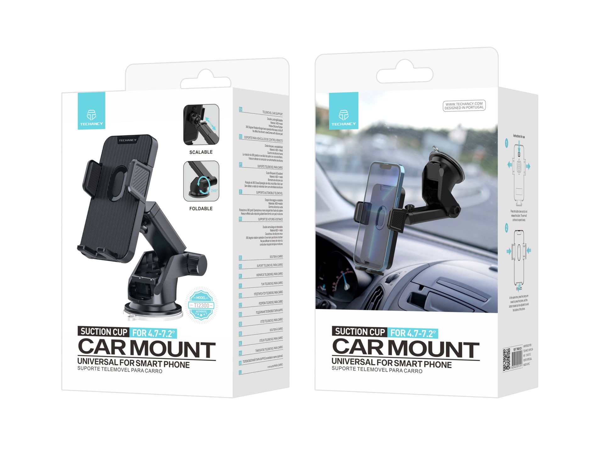 Mobile Car Holder With Strong Suction Cup, Mobile Phone Holder For Windscreen 360� Adjustable Arm Co