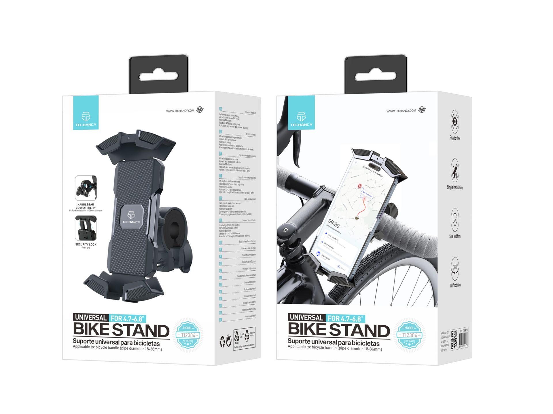 Supporto mobile per bicicletta, supporto per telefono cellulare da moto - rotazione a 360°, supporto Supporto mobile per bicicletta, supporto per telefono cellulare da moto - rotazione a 360°, supporto