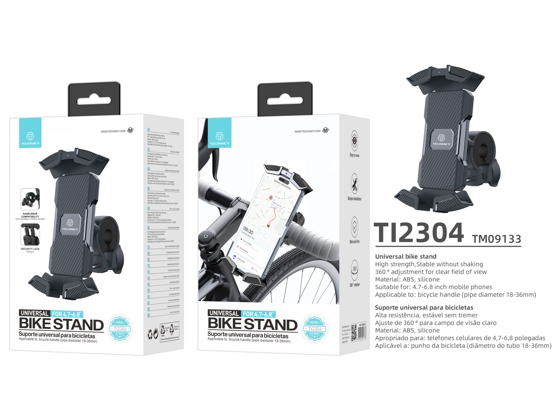 Supporto mobile per bicicletta, supporto per telefono cellulare da moto - rotazione a 360°, supporto Supporto mobile per bicicletta, supporto per telefono cellulare da moto - rotazione a 360°, supporto