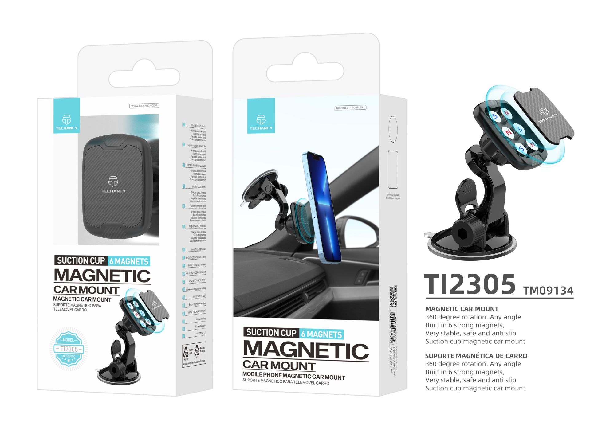 Magnetische Autohalterung für Mobiltelefone, Universal für Windschutzscheiben und Spritzwasser mit S Magnetische Autohalterung für Mobiltelefone, Universal für Windschutzscheiben und Spritzwasser mit S