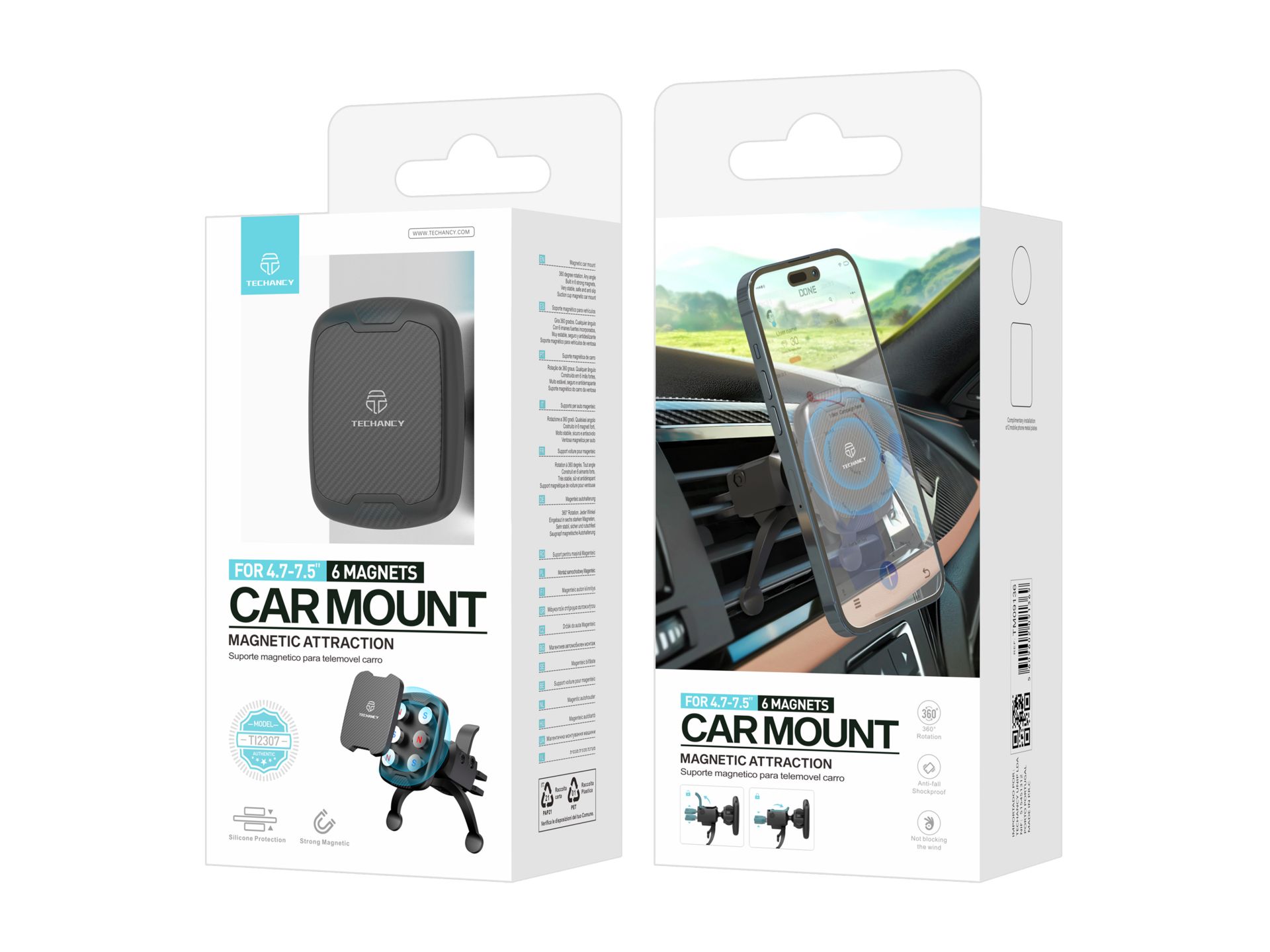Supporto magnetico universale per auto, Iman Forte Supporto rotante a 360� per griglia dell'aria mob