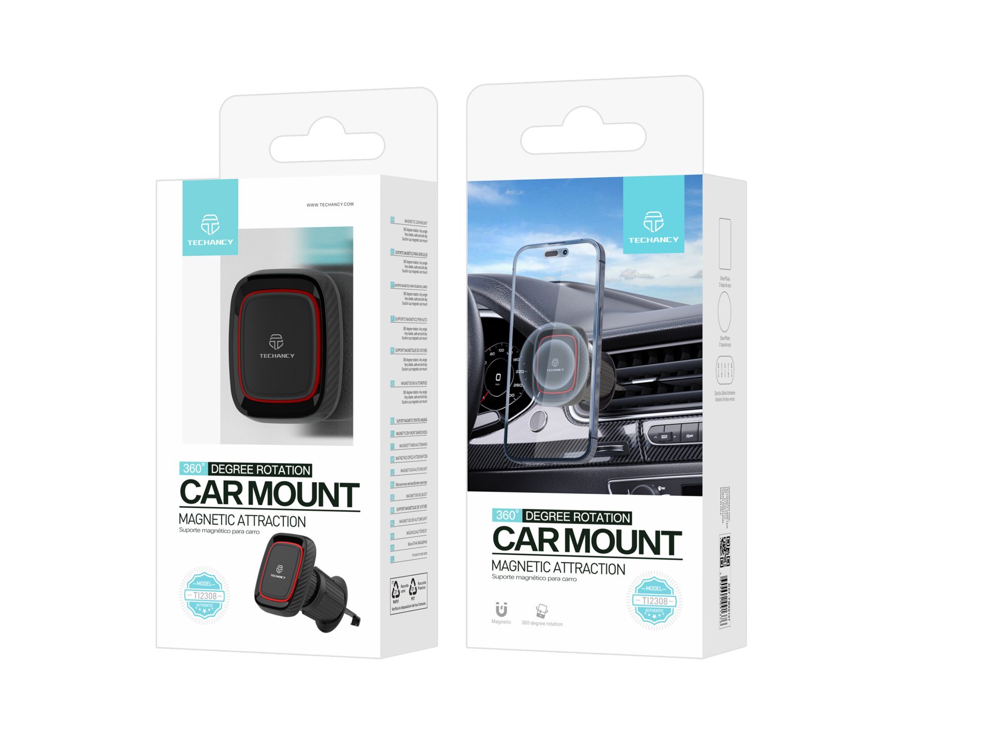 Supporto magnetico universale per auto, supporto mobile per griglia dell'aria con rotazione a 360� d