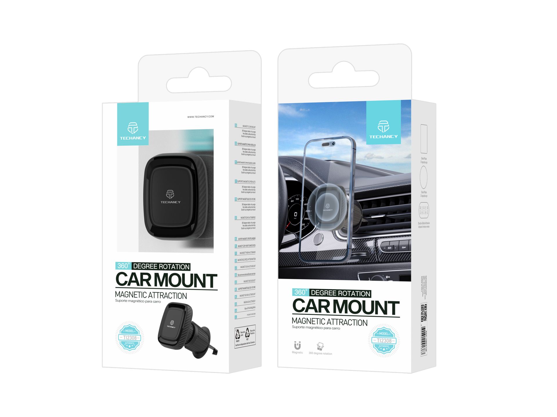 Supporto magnetico universale per auto, supporto mobile per griglia dell'aria con rotazione a 360� d