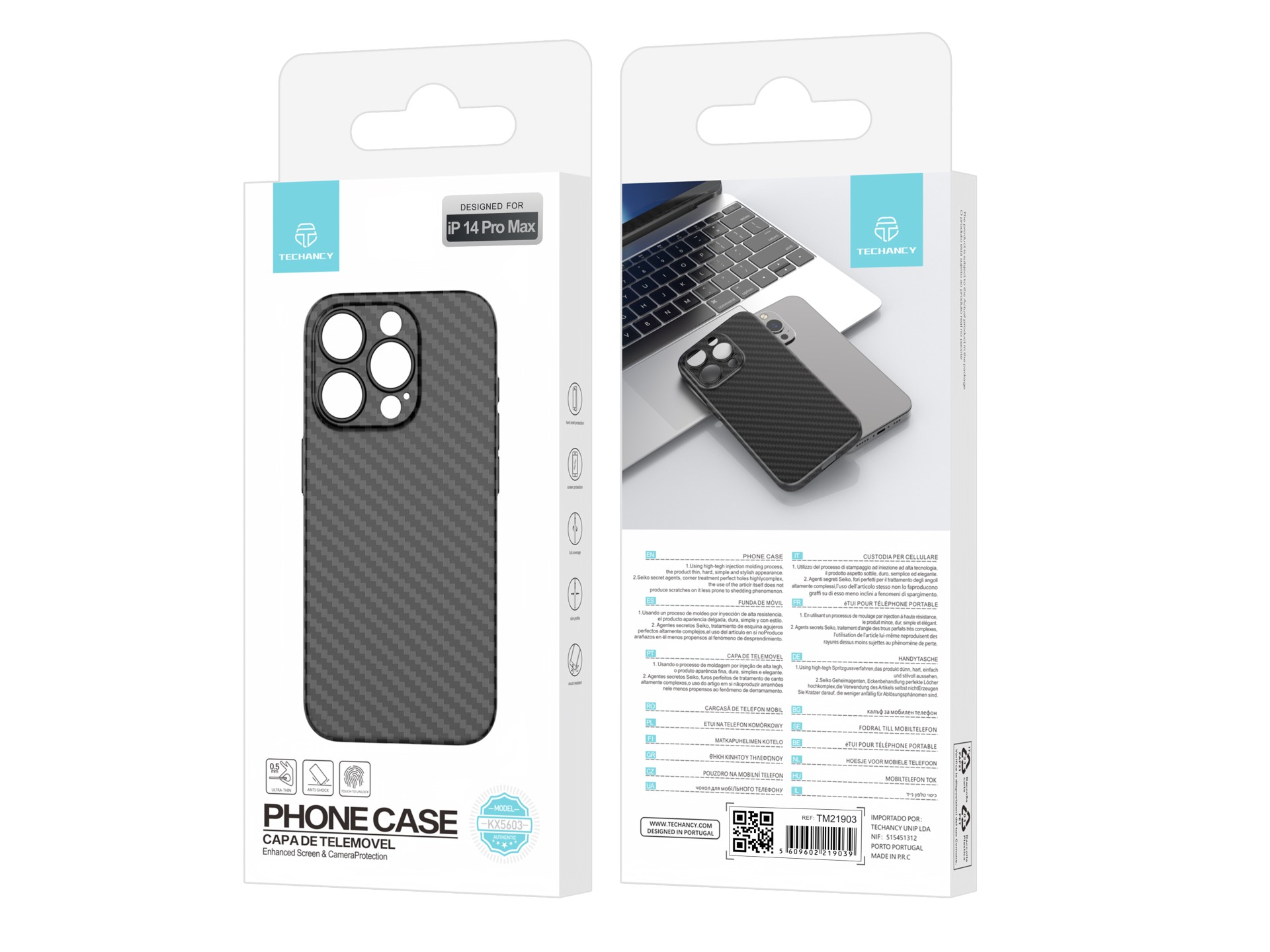 Iphone 14 Pro Max Etui Mobile Pp Slim en Fibre de Carbone Iphone 14 Pro Max Etui Mobile Pp Slim en Fibre de Carbone