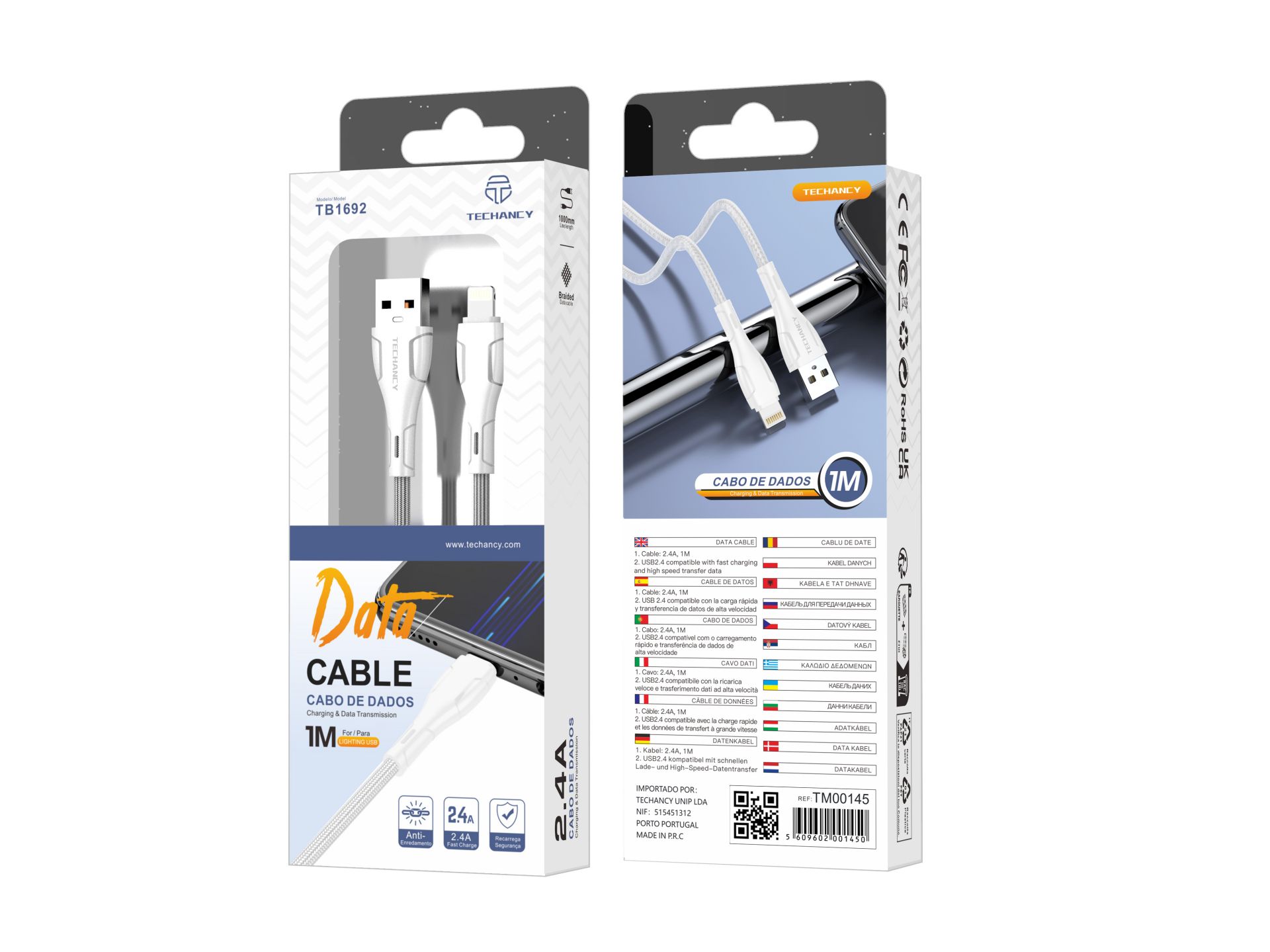 Usb Cable For Ip 7/8/Xs/11/12 1M 2.4A White Usb Cable For Ip 7/8/Xs/11/12 1M 2.4A White