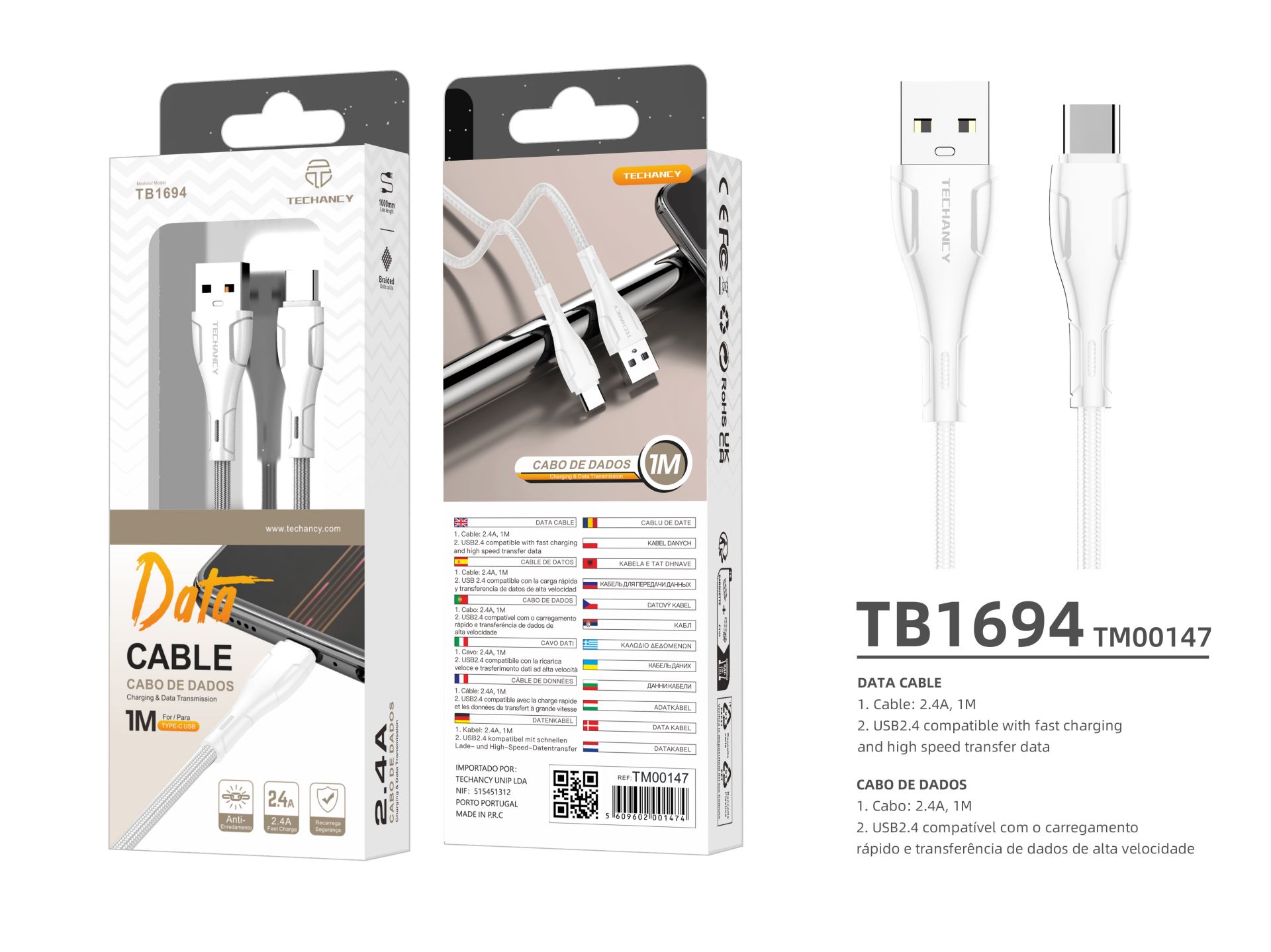 Usb Typ C Kabel 1M 2.4A Weiß Usb Typ C Kabel 1M 2.4A Weiß